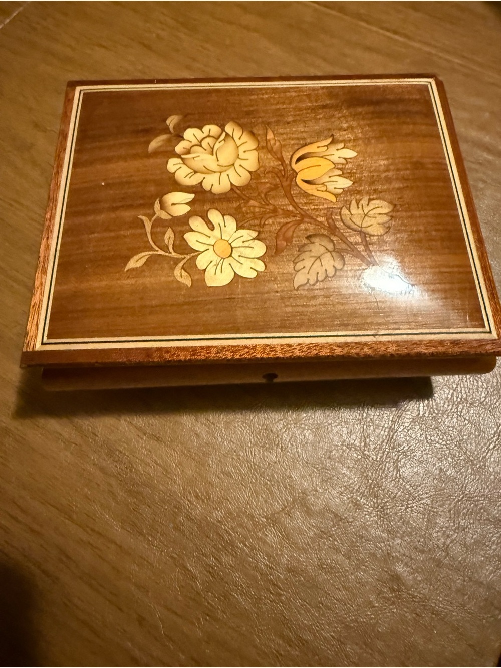 Vintage 1950 Sorrento Italian Music Box W/ Intricate Inlaid Wood Floral Designs.